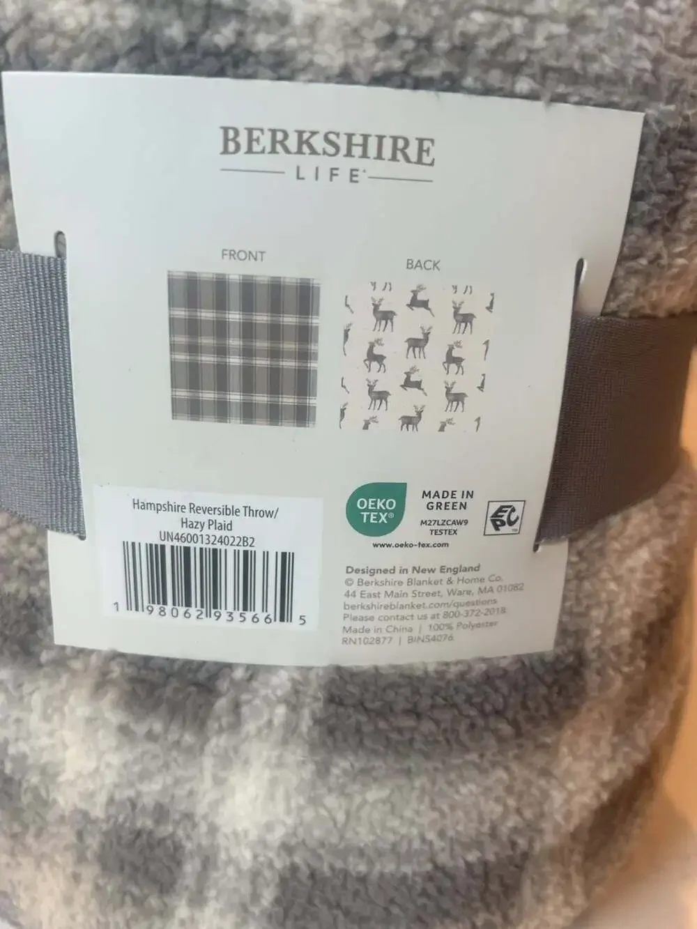 Berkshire Life Hampshire Reversible Throw Hazy Plaid Deer
